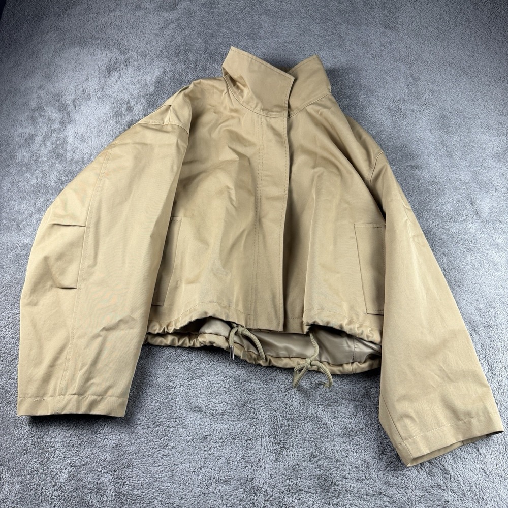 Rebecca Taylor Moto Cropped Jacket Womens Large Tan Long Sleeve